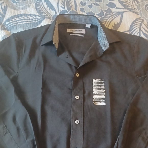 NWT Nick Graham Black Men's Button Down Shirt Size 14.5-5 Stretch Modern Fit $65 - Picture 1 of 9